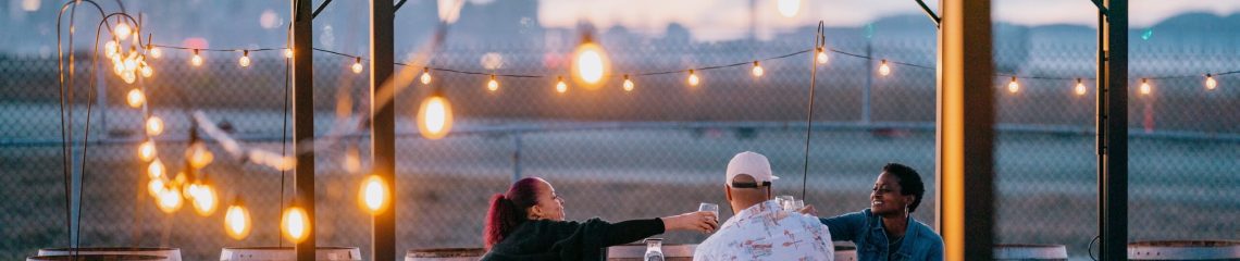 Good Friends and Good Wine on the Urban Legend Patio at Alameda Point's Spirits Alley